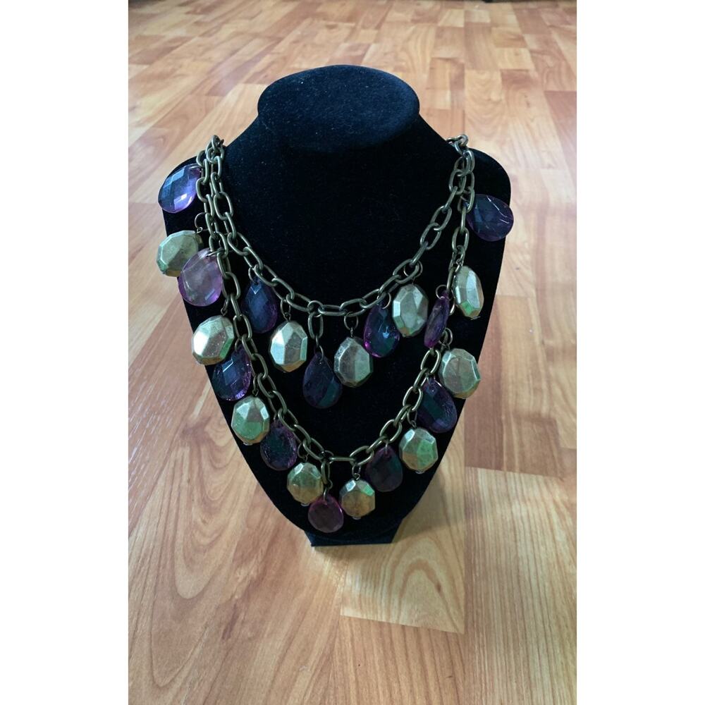 Purple Crysral Statement Necklace‎
